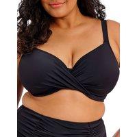 Elomi Women's Plain Sailing Wrap Plunge Bikini Top in Black | Size: 36F