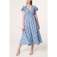 Blue Vanilla Women's Blue Short Sleeve Slip On V-neck Midi Dress | Size: Small