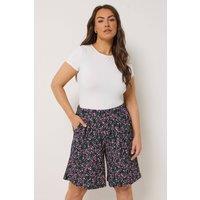Yours Women's Floral Print Jersey Crinkle Shorts | Size: 20