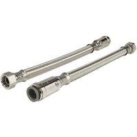 John Guest Union Nut Flexi Braided Hose with Service Valve 15mm 12 BSP, 30 in Silver