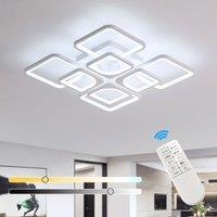 Pheashine Modern 8-Square LED Ceiling Light, 80W Dimmable with Remote, 60x60cm in White | Size: 60x60 cm