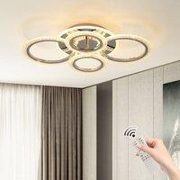 NIVOR 58W Dimmable LED Ceiling Light, 4-Ring Acrylic Chandelier Chrome Finish in Silver