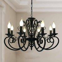 NIVOR French Country Vintage 8-Light Black Candle Chandelier Lighting