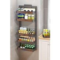Living and Home 6-Tier Steel Wooden Detachable Kitchen Pantry Organizer Hanging Over Door No Drilling in Black