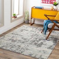 Livabliss Sunderland-Abstract Blue Grey Modern Marble Living Dining Bedroom Rug in White | Size: 140 cm x 200 cm