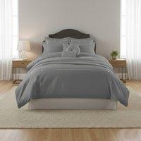 Snug City Luxury Embroidered Duvet Cover Set Bedding with Matching Accessories in Silver | Size: Double