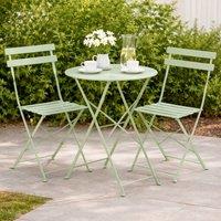 Marco Paul Sage Green 3 Piece Folding Metal Bistro Set in Pale Green