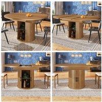 BTM Extendable round dining table with table top extends to oval seats 6 in Brown