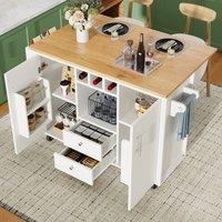 BTM Kitchen trolley with folding worktop wine rack & adjustable shelves in White
