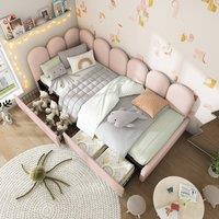 BTM Pink Velvet 3FT Daybed with Storage Drawers & Slatted Frame