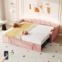 BTM Petal Shape Daybed with RGB LED Lighting & Trundle in Pink