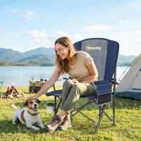 OUTSUNNY Camping Chair Padded with Side Pocket in Dark Blue