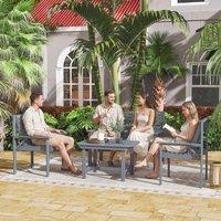 OUTSUNNY 4 Seater Garden Furniture Sofa Set with Curved Seat in Grey