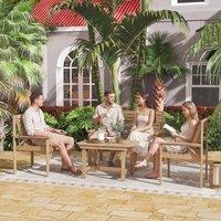 OUTSUNNY 4 Seater Garden Furniture Sofa Set with Curved Seat in Natural