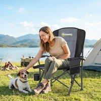 OUTSUNNY Camping Chair Padded with Side Pocket in Black