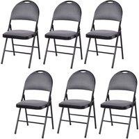 Costway Set of 6 Folding Chair Armless Padded Kitchen Dining Seat Portable Guest Chair in Grey