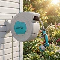 Costway Retractable Garden Hose Reel 1.5 CM 20+2 M, Heavy Duty Water Hose