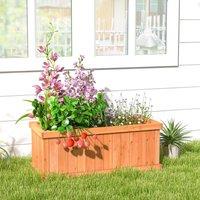Costway Raised Garden Bed Fir Wood Rectangle Planter Box w/ Drainage Holes in Brown