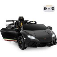 Gymax Ride on Toy Electric Car Lamborghini With Lights Music & Remote Control in Black