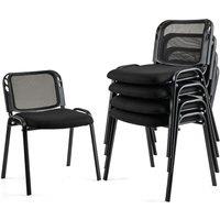Gymax Set of 5 Meeting Room Chairs Padded Office Chair Stackable Metal Chair in Black