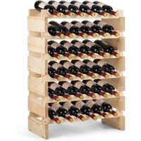 Costway 36 Bottles Wine Rack Freestanding Wine Storage Display Rack Pine Wood Wine Stand in Natural