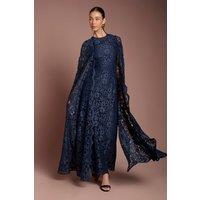 Coast Women's Lace Cape Gown in Navy | Size: 14