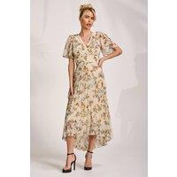 Jolie Moi Women's Printed Chiffon Pleated Maxi Dress | Size: 22