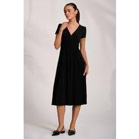 Jolie Moi Women's Cap Sleeve Jersey Midi Dress in Black | Size: 14