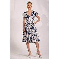 Jolie Moi Women's V Neck Print Scuba Midi Dress | Size: 12