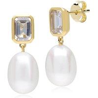 Gemondo Women's ECFEW Unifier White Topaz & Pearl Dangle Drop Earrings In Sterling Silver