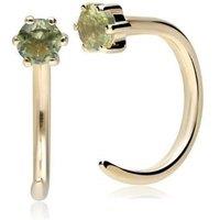 Gemondo Women's Green Peridot 9ct Yellow Gold Pull Through Hoop Earrings One Size