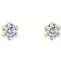 Jewelco London Women's 9ct Gold CZ 6 Claw Solitaire Stud Earrings, 3mm ⅕ Carat