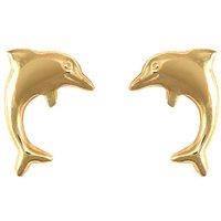 Jewelco London Women's 9ct Gold Smiling Dolphin Stud Earrings