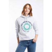 Weird Fish Women's Kira Graphic Popover Front Print Hoodie in Pale Grey | Size: 8