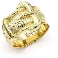 Jewelco London Men's Flash-plated Solid Brass Single Buckle Ring 16mm Size V in Gold