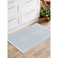 Desire Rugs Ivy Anti-Slip Greek Key Design Doormat - Machine Washable for Easy Care in Silver | Size: 80 cm x 300 cm