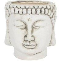 Something Different White Terracotta Buddha Head Planter in Cream