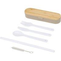 Floso Bamboo Lid Plain Cutlery Set in Light Tan