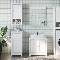 Berkfield Home 4 Piece Bathroom Furniture Set BERG White Solid Wood Pine