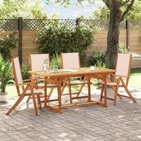 Berkfield Home 5 Piece Garden Dining Set Solid Wood Acacia & Textilene in Brown