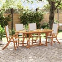 Berkfield Home 5 Piece Garden Dining Set Solid Wood Acacia & Textilene in Brown