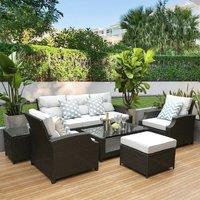FURNITURE ONE 6 Pieces PE Rattan Garden Furniture Set in Grey | Size: 6 Person