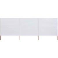 Berkfield Home 3-panel Wind Screen Fabric 400x80 cm Sand White