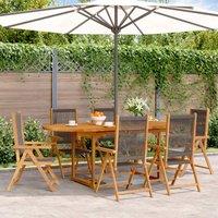 Berkfield Home 7 Piece Garden Dining Set Grey Polypropylene & Solid Wood