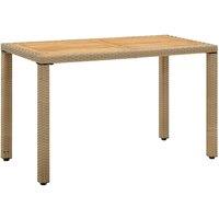 Berkfield Home Garden Table Beige 123x60x74 cm Poly Rattan&Solid Wood Acacia | Size: 123 x 60 x 74 cm