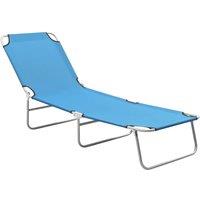 Berkfield Home Folding Sun Lounger Steel & Fabric Turquoise Blue
