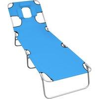 Berkfield Home Folding Sun Lounger with Head Cushion Steel Turqoise Blue