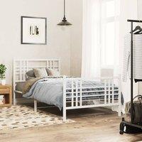 Berkfield Home Metal Bed Frame without Mattress with Footboard White 90x190cm | Size: 90x190 cm