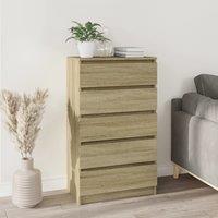 Berkfield Home Drawer Cabinet Sonoma Oak 60x36x103 cm Engineered Wood in Brown | Size: 60 x 36 x 103 cm