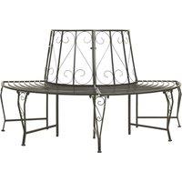 Berkfield Home Garden Half Round Tree Bench 160 cm Steel in Grey
